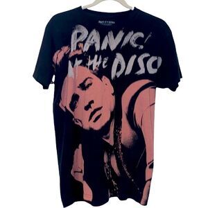 Unisex Panic At The Disco Manhead Music Band Black T-shirt Tee‌‌‌‌‌‌‌‌‌‌‌